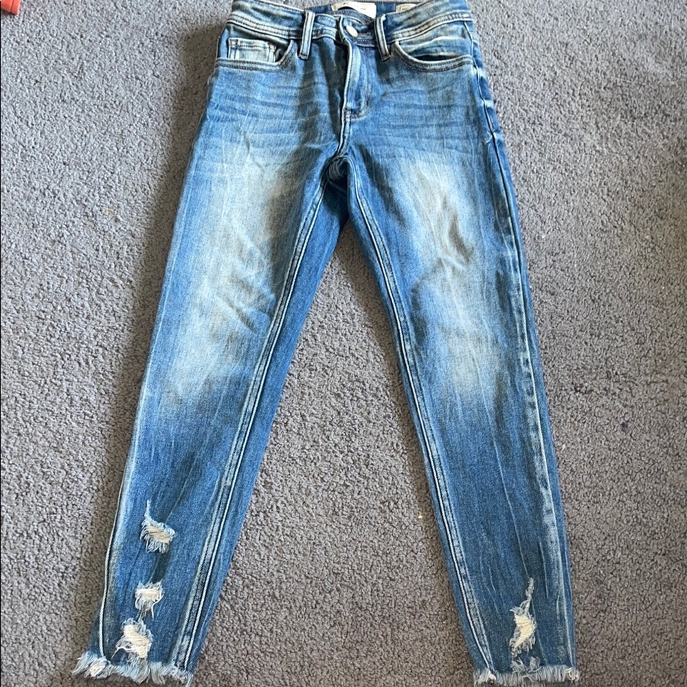 KanCan Blue Distressed high rise ankle skinny Jeans
